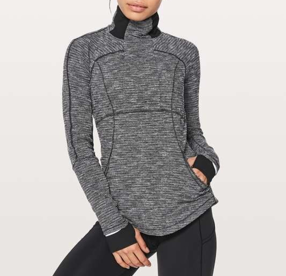 Lululemon Base Runner Half Zip Pullover Jacket Womens 12 Black Gray Activewear